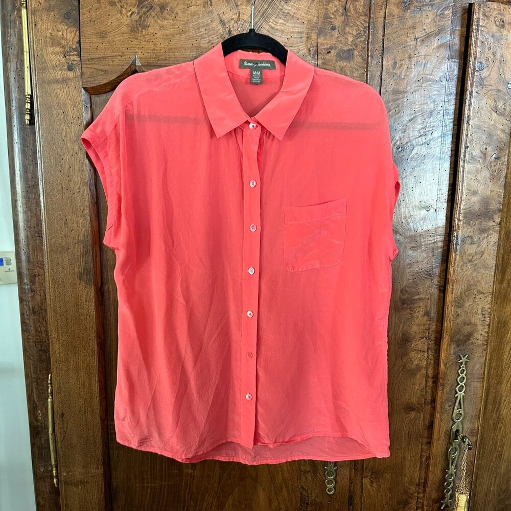 Tommy Bahama Women's Coral Silk Blouse.